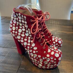 Jeffrey Campbell Red Crystal Ankle Boots